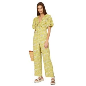 Love, Whit by Whitney Port Size L Yellow Floral Jumpsuit